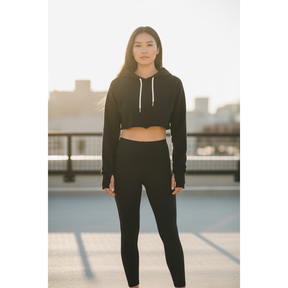 Aerie Black Hoodie Sweatshirt Cropped Boxy Size Small Offline By Aerie Athletic‎